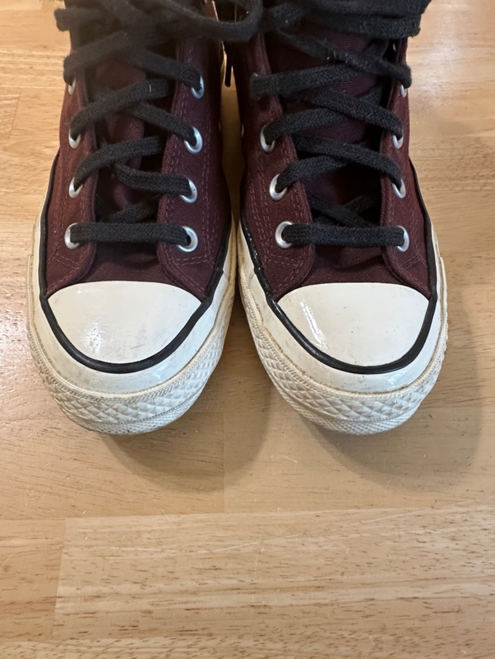 Burgundy High-Top Canvas Sneaker with Black Laces - Picture 5 of 11